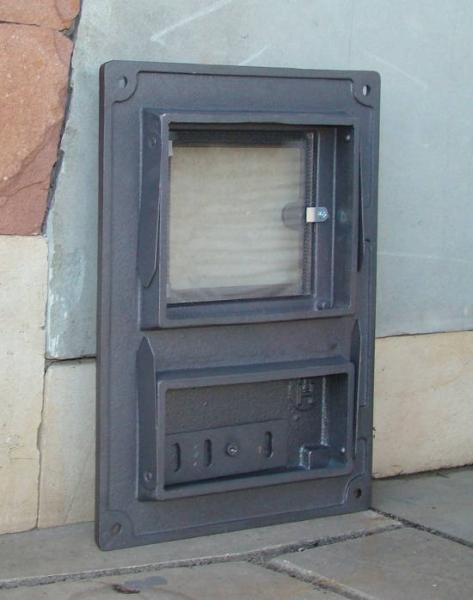 Innbee® Backofentür 375x275 mm Gusseisen Küchentür mit Glas Luftzufuhrregulierung Ofen In-1622